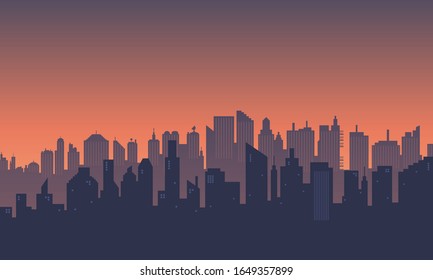 City building skyscraper in the morning with sunrise