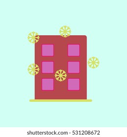 city building with snowflakes Vector illustration building and snow