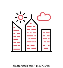 City Building Thin Line Vector Icon
