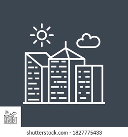 Icono de vector de línea delgada de construcción de ciudad. Estilo 3D