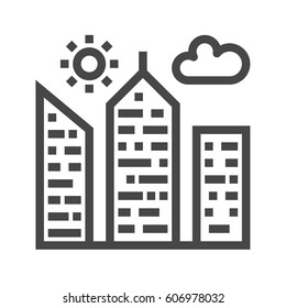City Building Thin Line Vector Icon. Flat icon isolated on the white background. Editable EPS file. Vector illustration.