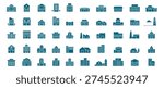 City Building and Urban Development Icon Set, Minimal Line Style Architecture Symbols Collection for Web and UI Design.eps10