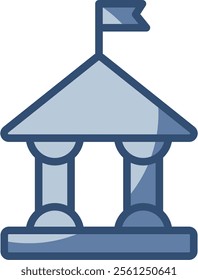 city ​​hall building vector icon, transparent background. replaceable blue color design