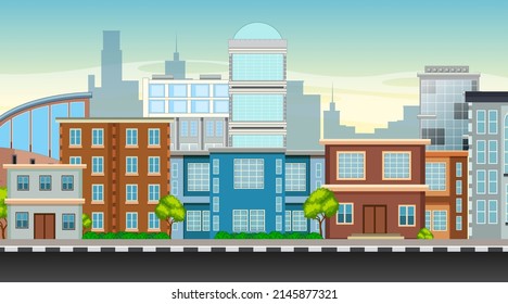 City building view at daytime illustration