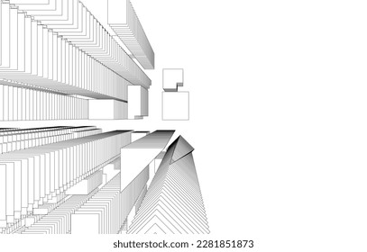 city buildings 3d illustration on white background