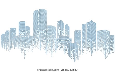 City buildings abstract background. Smart city, urban concept, real estate, organization office, future cityscape, skyline panorama, skyscraper architecture, building construction tech concept.