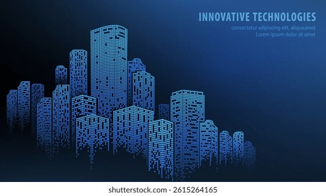 City buildings abstract background. Smart city, urban concept, real estate, organization office, future cityscape, skyline panorama, skyscraper architecture, building construction tech concept.
