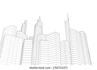 City Buildings Architectural 3d Illustration Stock Vector (Royalty Free ...