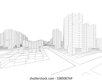 city buildings architectural drawing