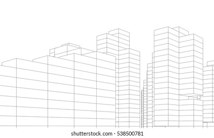 City Buildings Architectural Drawing Stock Vector (Royalty Free