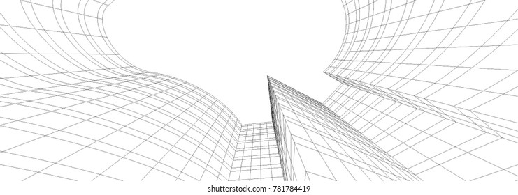 city buildings, architectural vector illustration