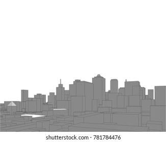 city buildings, architectural vector illustration