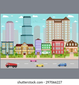 City Buildings background image design for illustration, postcards, posters, labels, signs and other advertisement and design needs. 