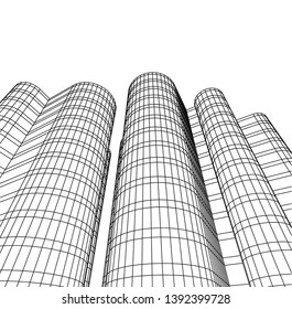 City buildings, conceptual architectural design