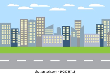 City Buildings Flat Vector Illustration Townhouse Stock Vector (Royalty ...