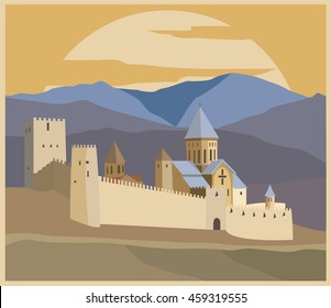 City buildings graphic template. Georgia. Vector illustration