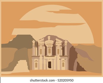 City buildings graphic template. Jordan. Petra. Vector illustration