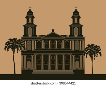 City buildings graphic template. Nicaragua. Vector illustration
