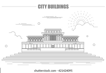 City buildings graphic template. North Korea. Mosque. Vector illustration