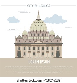 City buildings graphic template. Saint Pyotr Cathedral. Vector illustration