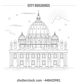 City buildings graphic template. Saint Pyotr Cathedral. Vector illustration