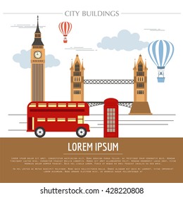 City buildings graphic template. UK. London. Vector illustration