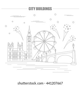 City buildings graphic template. UK. London. Vector illustration