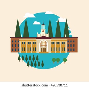City buildings graphic template. Vector illustration