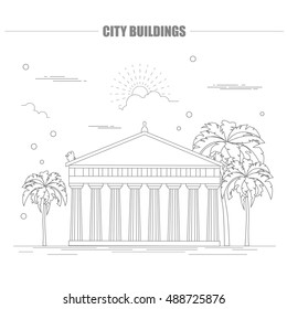 City buildings graphic template.Acropolis. Vector illustration
