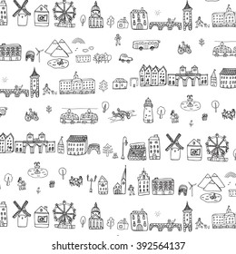 city buildings houses life object outline pattern
