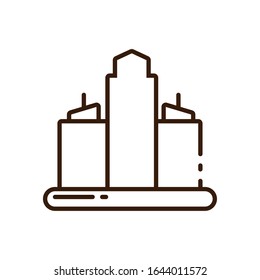 city buildings icon over white background, line style, vector illustration design