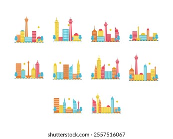 City Buildings Illustration Element Set