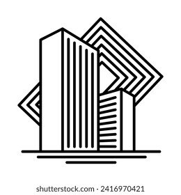 City buildings line icon. Office building, apartment house, business area. Urban life concept. Can be used for topics like town, big city, architecture or logo