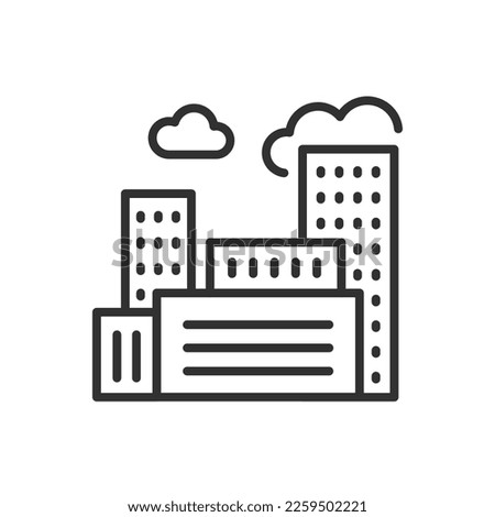 City buildings, linear icon. Multistory buildings. Residential buildings. Line with editable stroke