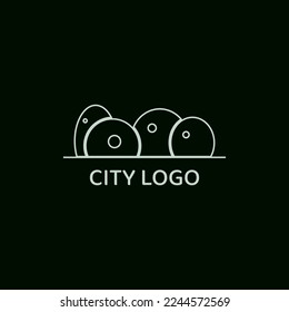 City buildings logo with circle shape.