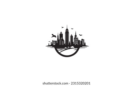 City buildings logo flat icon