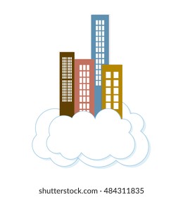city buildings on a cloud