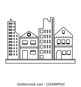 City buildings scenery black and white