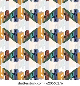 City buildings seamless vector pattern background
