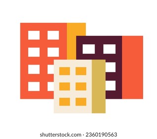 City buildings semi flat colour vector object. Apartments for citizen. Editable cartoon clip art icon on white background. Simple spot illustration for web graphic design