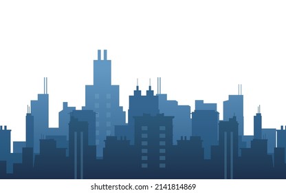 City buildings silhouette, landmark business center, vector illustration