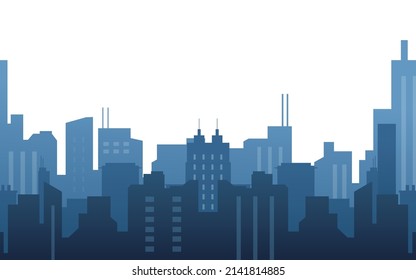 City buildings silhouette, landmark business center, vector illustration