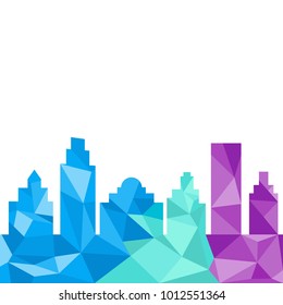 City buildings silhouette polygonal style. Vector illustration with colorful polygons composition