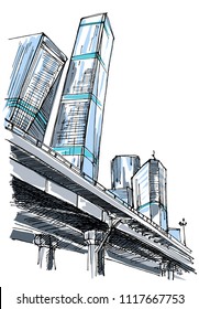 City buildings sketch