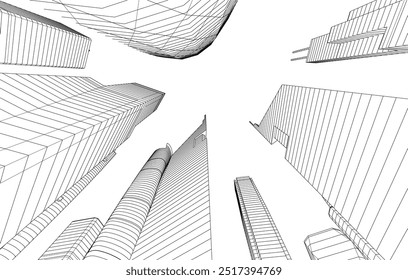 Edifícios da cidade esboço 3d renderização