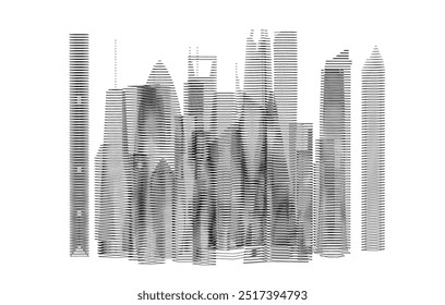 City buildings sketch 3d rendering