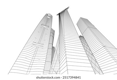 City buildings sketch 3d rendering