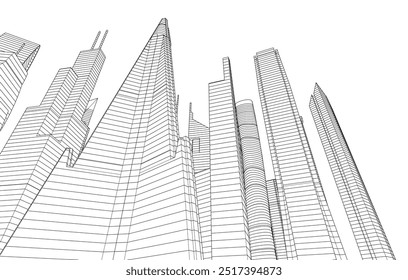 City buildings sketch 3d rendering