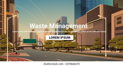 City Buildings Skyline Modern Architecture Waste Management Concept Cityscape Background