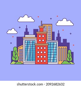 City Buildings Skyscraper Cute Illustration Design Stock Vector 